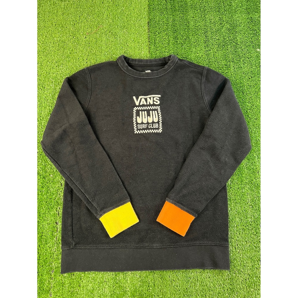 Vans Juju Surf Club Mens XS/S Heavy‎ Thermal Sweatshirt Black Colorblock Cuffs